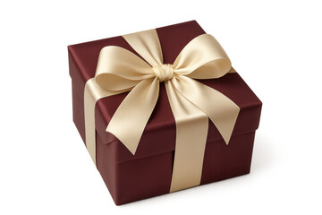 Obraz premium Gift box with elegant golden ribbon bow, representing celebration, birthday, anniversary, and holiday surprise