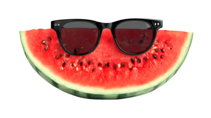 Watermelon with Sunglasses, isolated on transparent background