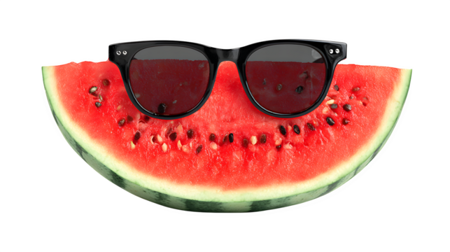 Watermelon with Sunglasses, isolated on transparent background