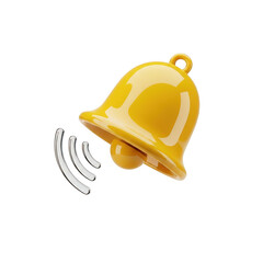 Yellow bell with a white rim is shown with a white background. isolated illustration on  transparent background PNG