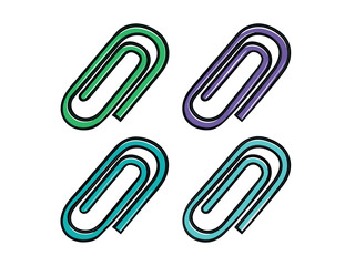 Obraz premium Colorful paper clips icon set vector illustration