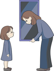 Mother Talking to Young Child with Caring Gesture Illustration