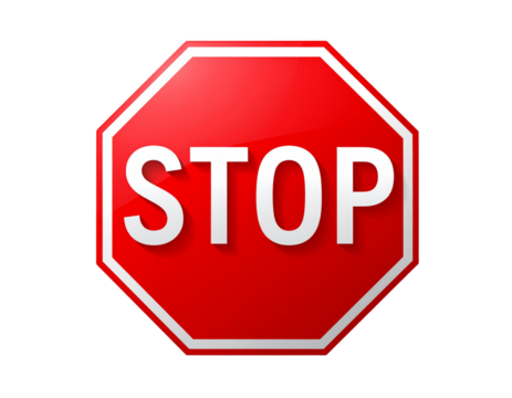 Minimal Flat Red Stop Sign Icon with Bold Typography PNG