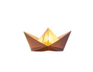  Paper Boat with Candle Floating at Golden Sunset PNG