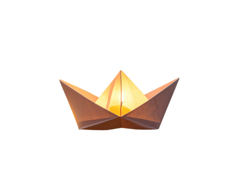  Paper Boat with Candle Floating at Golden Sunset PNG