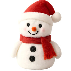 Cute Plush Snowman Toy with Red Scarf and Santa Hat