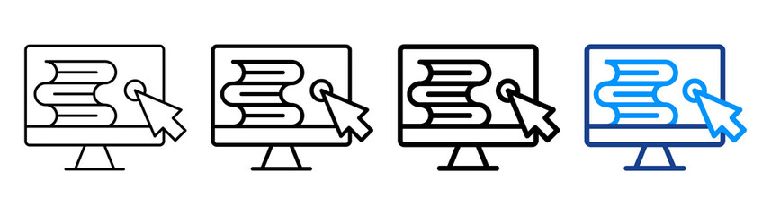 Online Library Icon Different Style Outline Collection Set