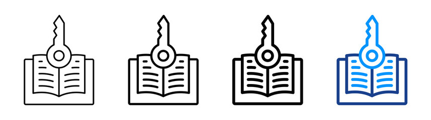 Key Learning Icon Different Style Outline Collection Set