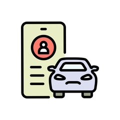 Sharing app color icon. Car share service line symbol. Isolated symbol vector illustration.