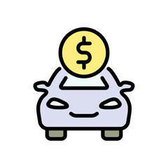 Car and rental color icon. Covers vehicle hire, transport services, road trips, navigation, fuel, maintenance, and car-related logistics.