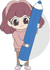 Cartoon baby Pencil Character for Education and Kids Design