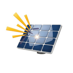 Solar panel with a yellow light shining on it. isolated illustration on  transparent background PNG