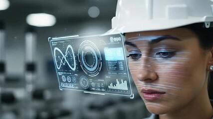 Futuristic Engineer Analyzing Data with Augmented Reality Interface. - Powered by Adobe