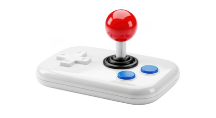 Red and white controller with a red button in the middle. isolated illustration on  transparent background PNG