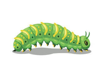 Cute Green Caterpillar Vector Illustration