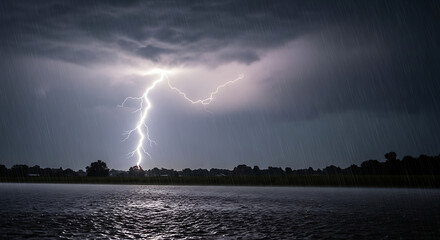 raining season. summer storm, dark sky cloudy heavy rain with thunder strike, weather in rainy season
