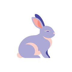 Obraz premium Minimalist Rabbit Illustration: A charming minimalist illustration of a bunny with soft colors, creating a clean and appealing aesthetic. 