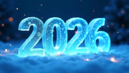 2026 Icey Number Illustration Winter Wonderland Celebration Concept