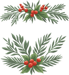 Christmas Cherry Plant Botanical Painting | Festive Red Berry Holiday Art