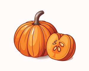 Orange autumn pumpkin with stem, isolated on white background, perfect for Halloween, Thanksgiving, or fall harvest decoration