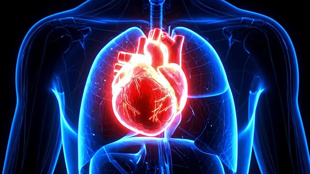Animated Heart Beating Inside Human Chest Anatomy