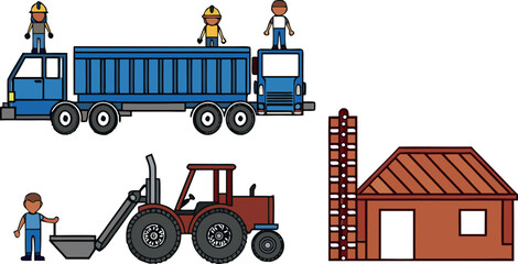 construction worker with truck vector illustration