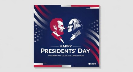 Happy Presidents Day Lincoln Washington USA Design.