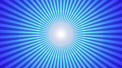 Abstract creative rising sun stripe with halo on gradient blue background illustration.