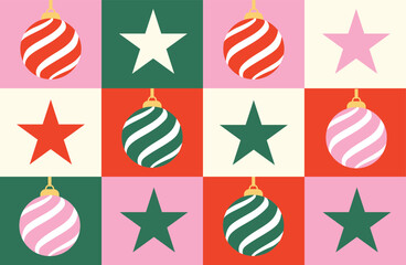 Greeting geometric Christmas card. Merry Christmas and New Year modern abstract mosaic poster, flyer, banner. Christmas pattern background vector. Decorative elements. Christmas pattern.