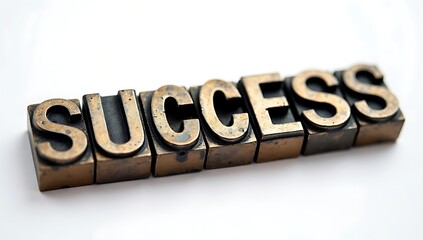 Success Word Block in Bronze, Achieving Goals, Winning, Accomplishment