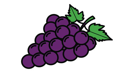 A simple cartoon illustration of a bunch of ripe purple grapes