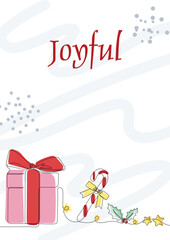 Continuous Line Art Christmas and Holiday Greeting Card 