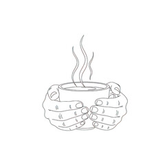 Hand holding a cup of coffee. isolated illustration on  transparent background PNG