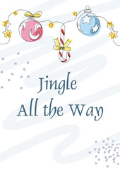 Continuous Line Art Christmas and Holiday Greeting Card 