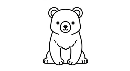 Obraz premium Adorable bear cub sitting isolated on, a charming illustration of a baby bear in a simple, cute, and minimalist style for kids