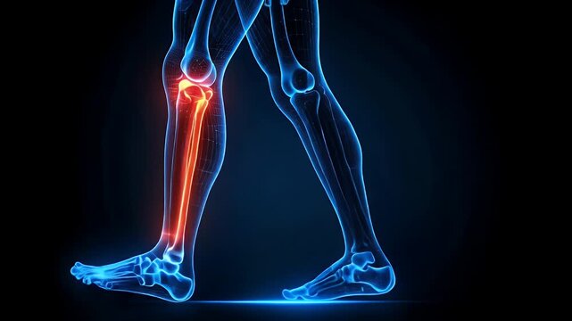 Walking Leg Anatomy Showing Bone Structure with Knee and Joint Pain