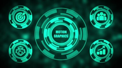 Futuristic Teal HUD Interface with Motion Graphics Text and Circular Elements technology digital - Powered by Adobe