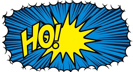 Comic speech bubble with ho text isolated on white background