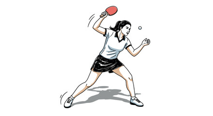 Dynamic table tennis player in action with paddle and ball