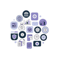 Finance and business icons for financial planning and growth concept