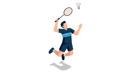 Dynamic badminton player in action with shuttlecock