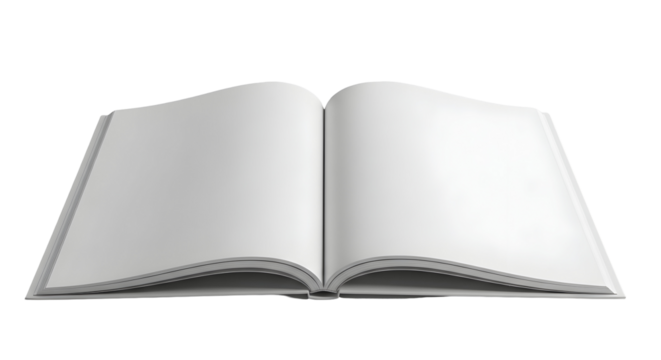 3d icon of open book with blank pages, isolated on transparent background, perfect for mockups or showcasing content