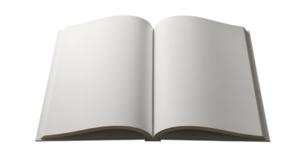 3d icon of open book with blank pages isolated on transparent background, ready for writing or drawing, creating a sense of anticipation