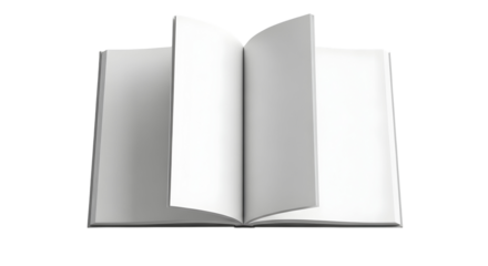 3d icon of open book with blank pages isolated on transparent background, ready for your text or images to be added
