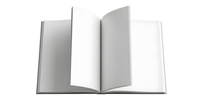 3d icon of open book with blank pages isolated on transparent background, ready for your text or images to be added