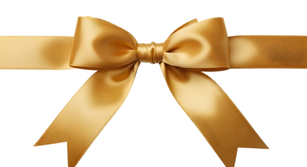 3d icon of elegant golden ribbon bow isolated on transparent background, perfect for gift wrapping, decoration and celebration