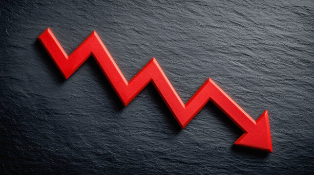Business loss chart with red downward arrow