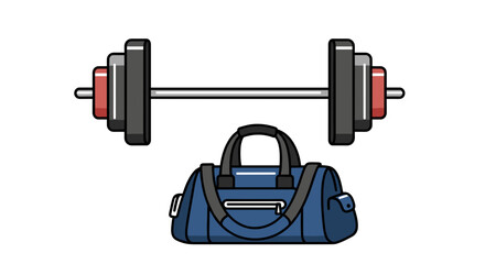 Fototapeta premium Barbell and gym bag isolated on, fitness and exercise concept