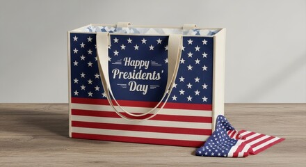 Presidents Day Tote Bag USA Flag Holiday Decor.