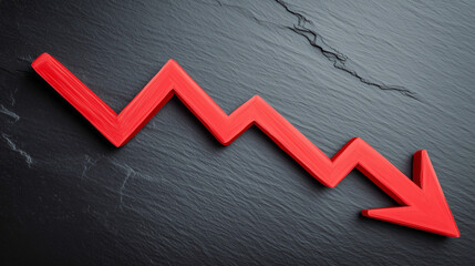 Negative trend symbol falling red arrow concept